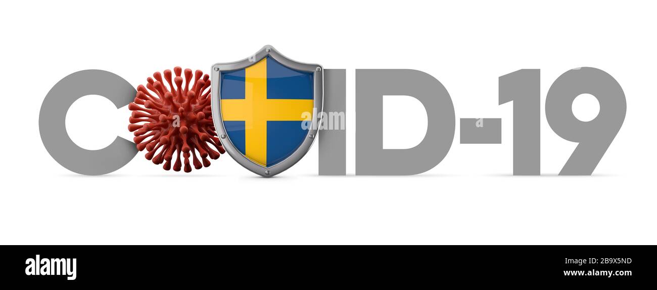 Svezia schermo protettivo per coronavirus Covid-19 . Rendering 3D Foto Stock