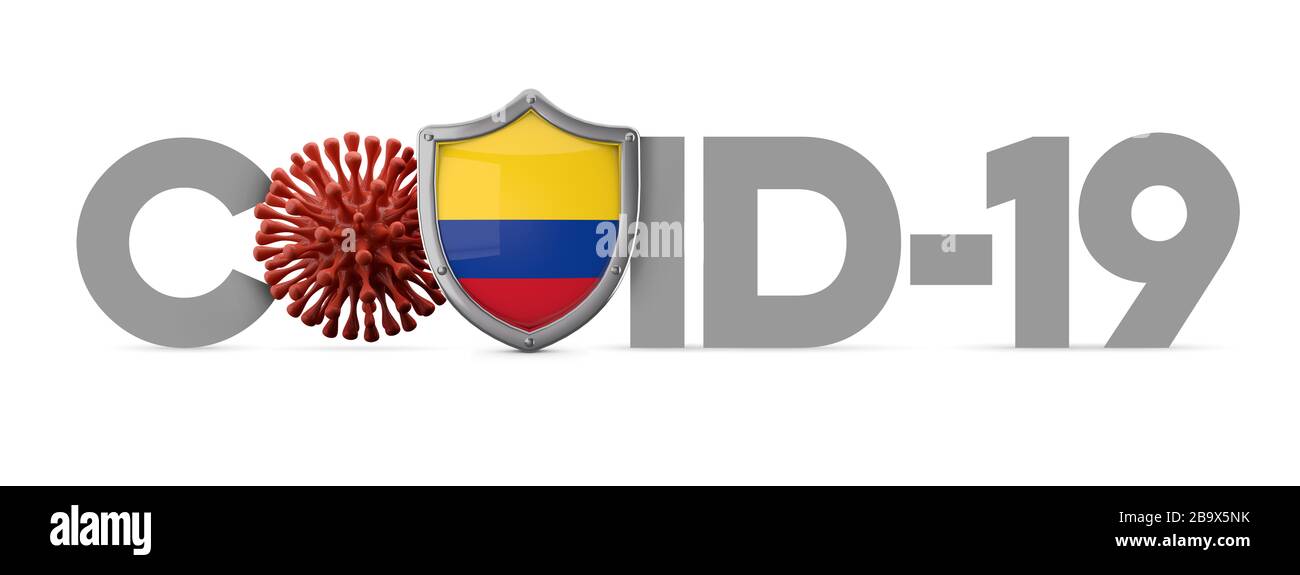Colombia schermo protettivo per coronavirus Covid-19 . Rendering 3D Foto Stock