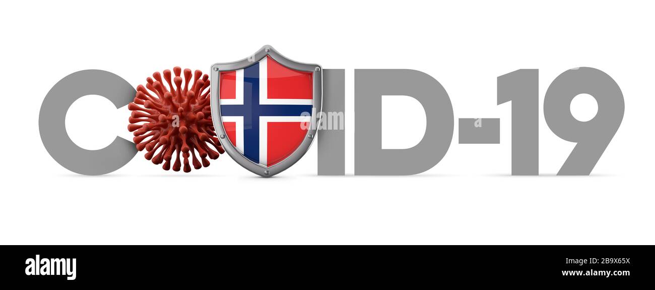 Norvegia schermo protettivo per coronavirus Covid-19 . Rendering 3D Foto Stock
