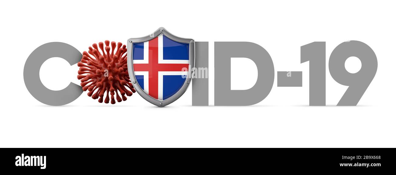 Islanda schermo protettivo per coronavirus Covid-19 . Rendering 3D Foto Stock