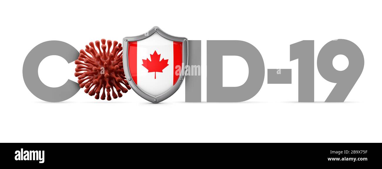Canada schermo protettivo per coronavirus Covid-19 . Rendering 3D Foto Stock