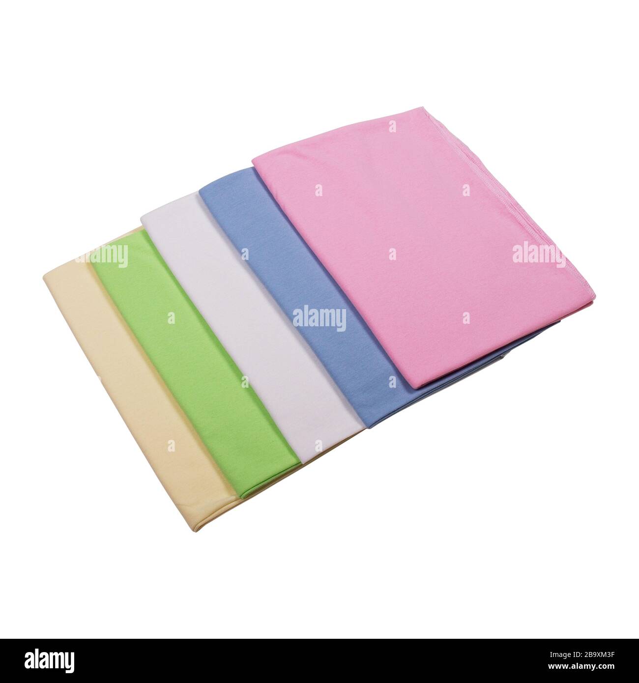 Mucchio di tessuti di stoffa isolato su sfondo bianco Foto Stock