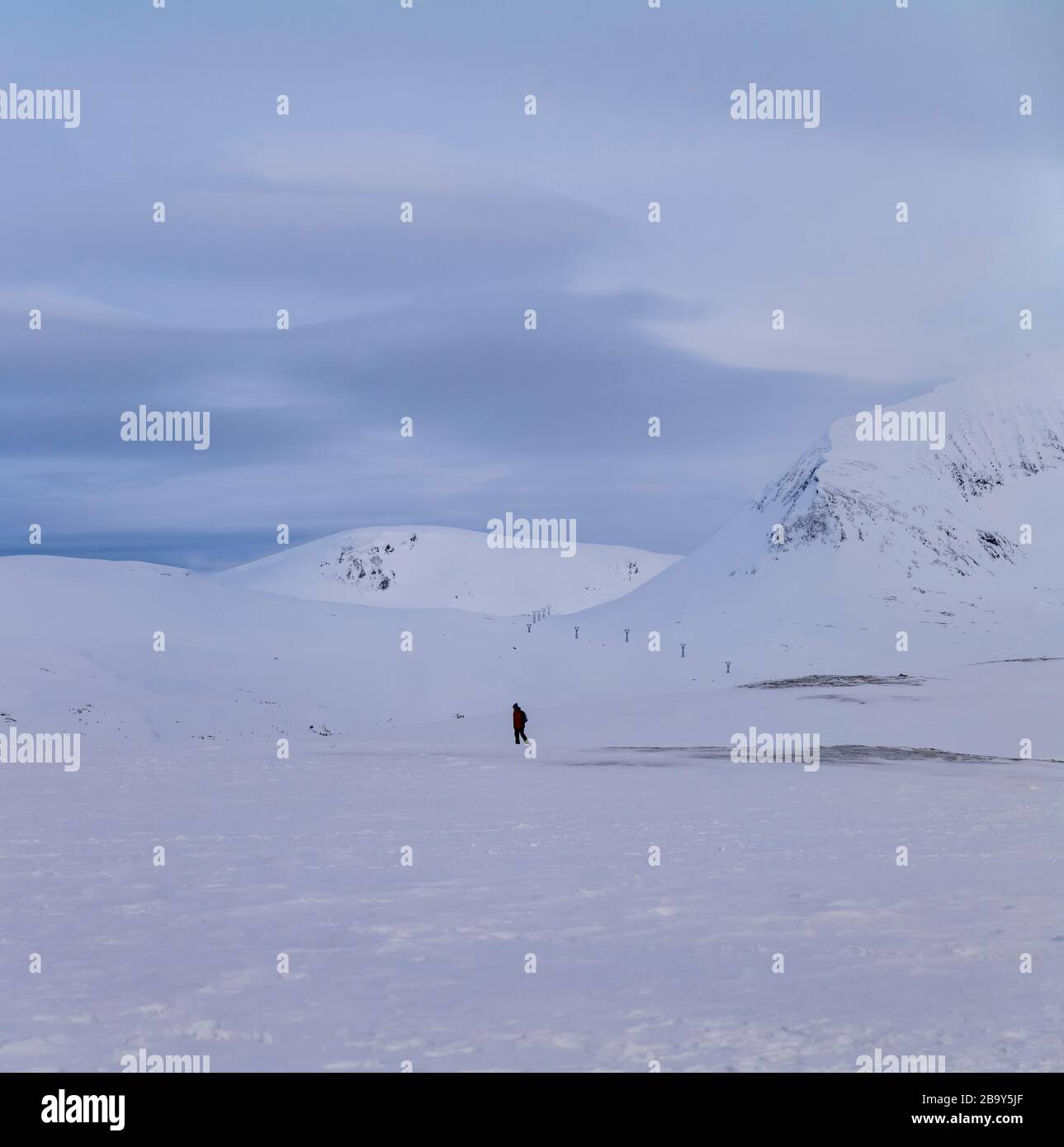 Paesaggio invernale minimalista, Storsteinen, Tromso, Norvegia Foto Stock