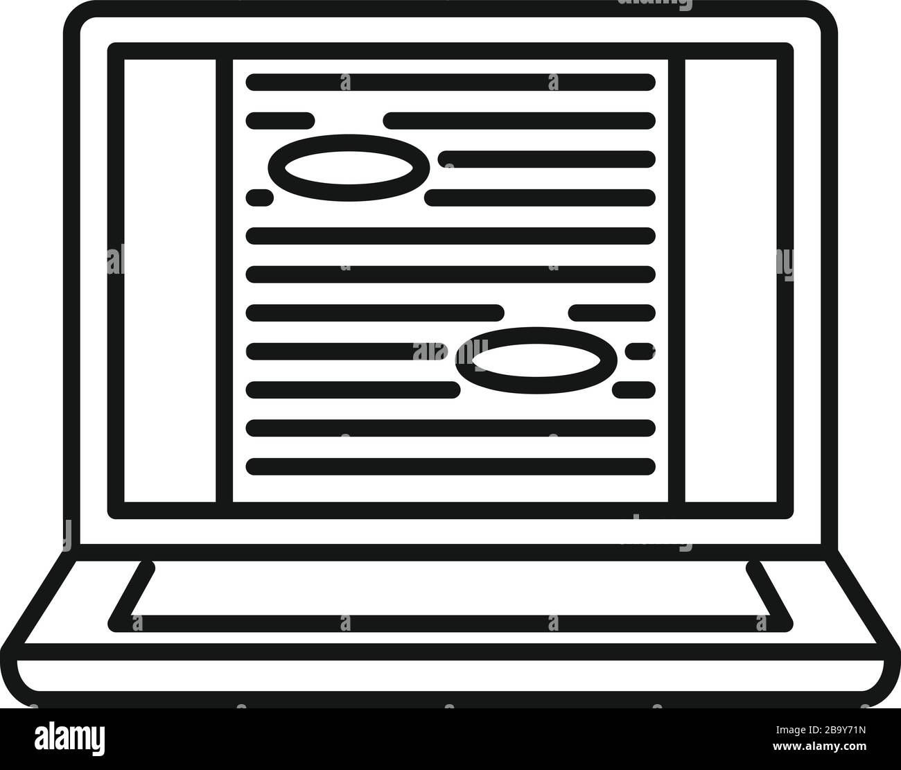 Icona dell'editor del laptop. Contorno laptop editor icona vettoriale per il web design isolato su sfondo bianco Illustrazione Vettoriale