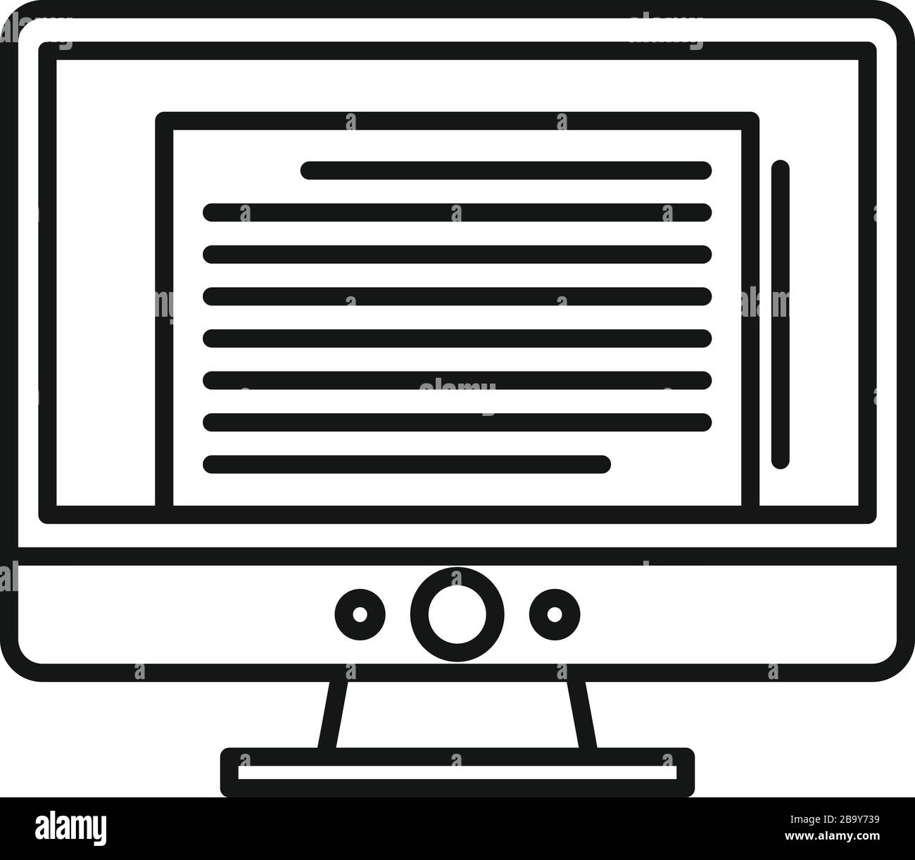 Icona dell'editor di computer di storytelling. Contorno storytelling computer editor icona vettoriale per il web design isolato su sfondo bianco Illustrazione Vettoriale