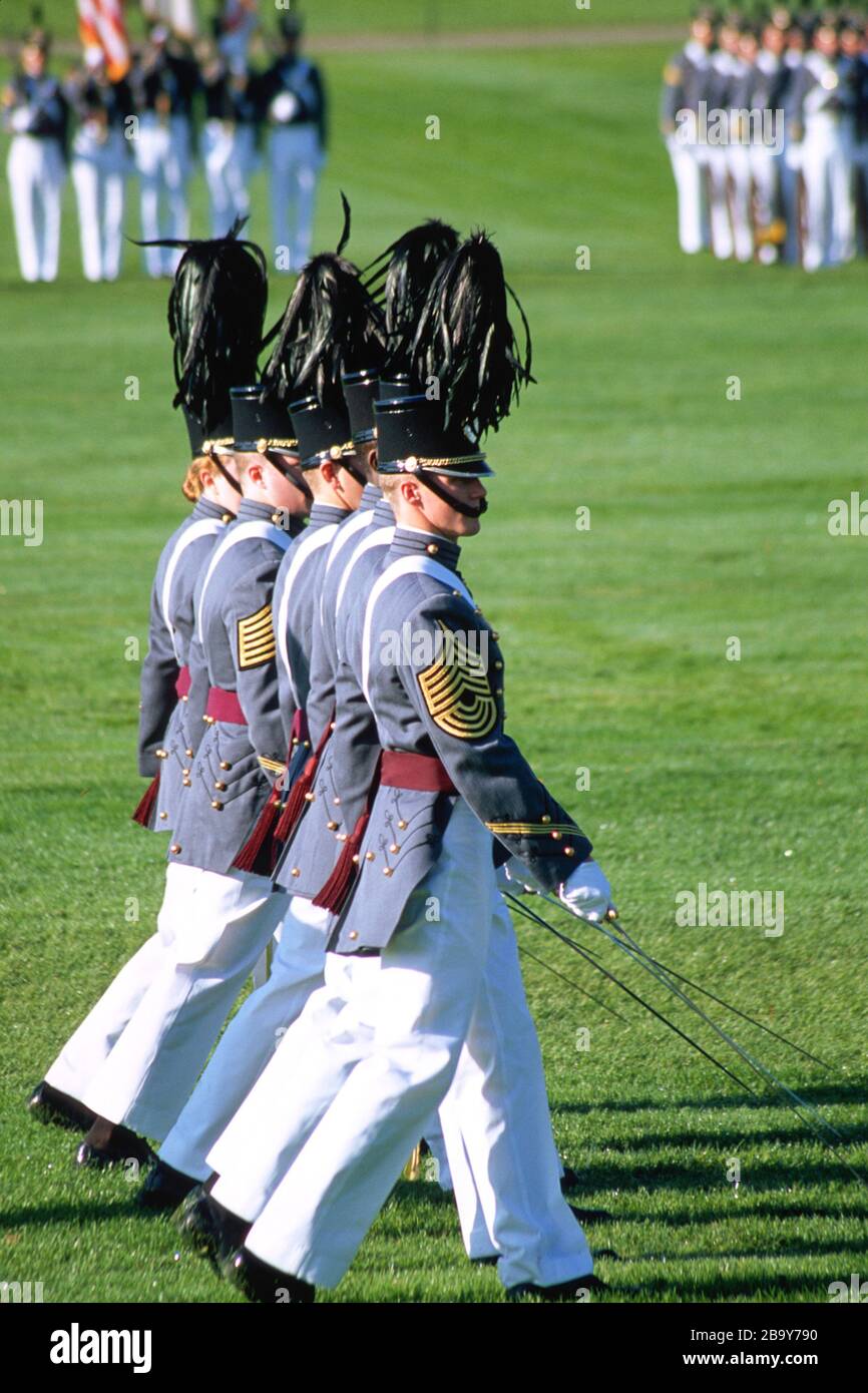 Stati Uniti Accademia militare sfilata in abito completo uniforme, West Point, New York, Stati Uniti d'America Foto Stock