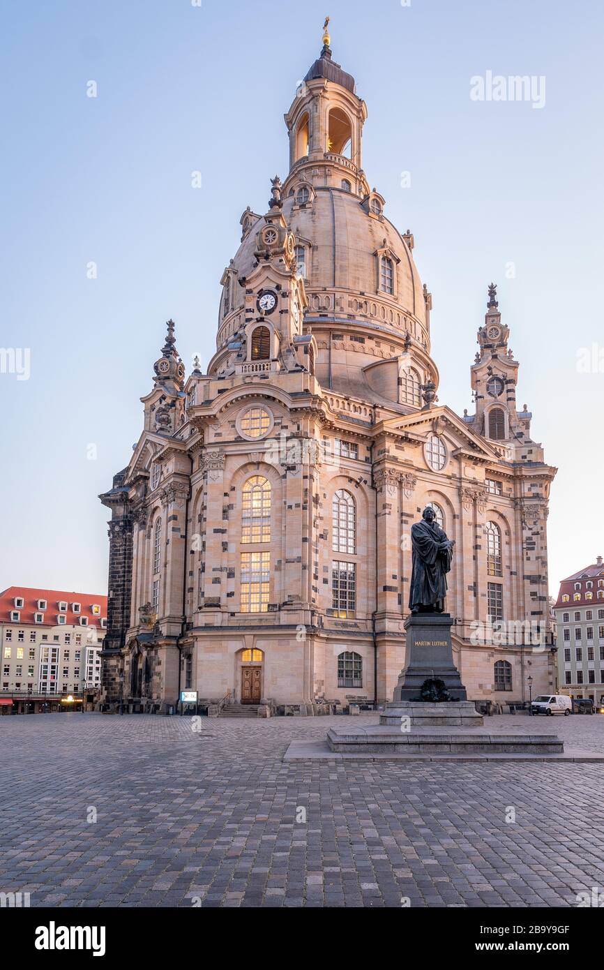 La Frauenkirche di Dresda, Sassonia, Germania Foto Stock