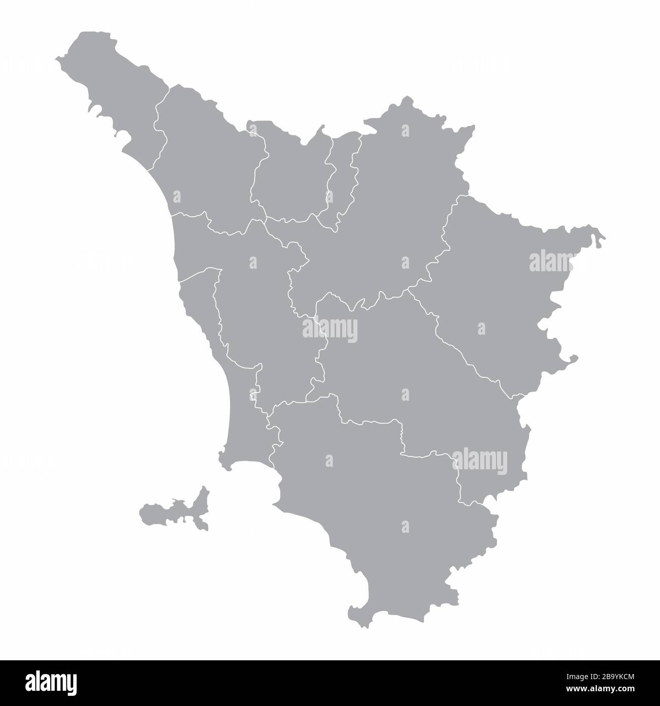 Mappa amministrativa della Toscana Illustrazione Vettoriale