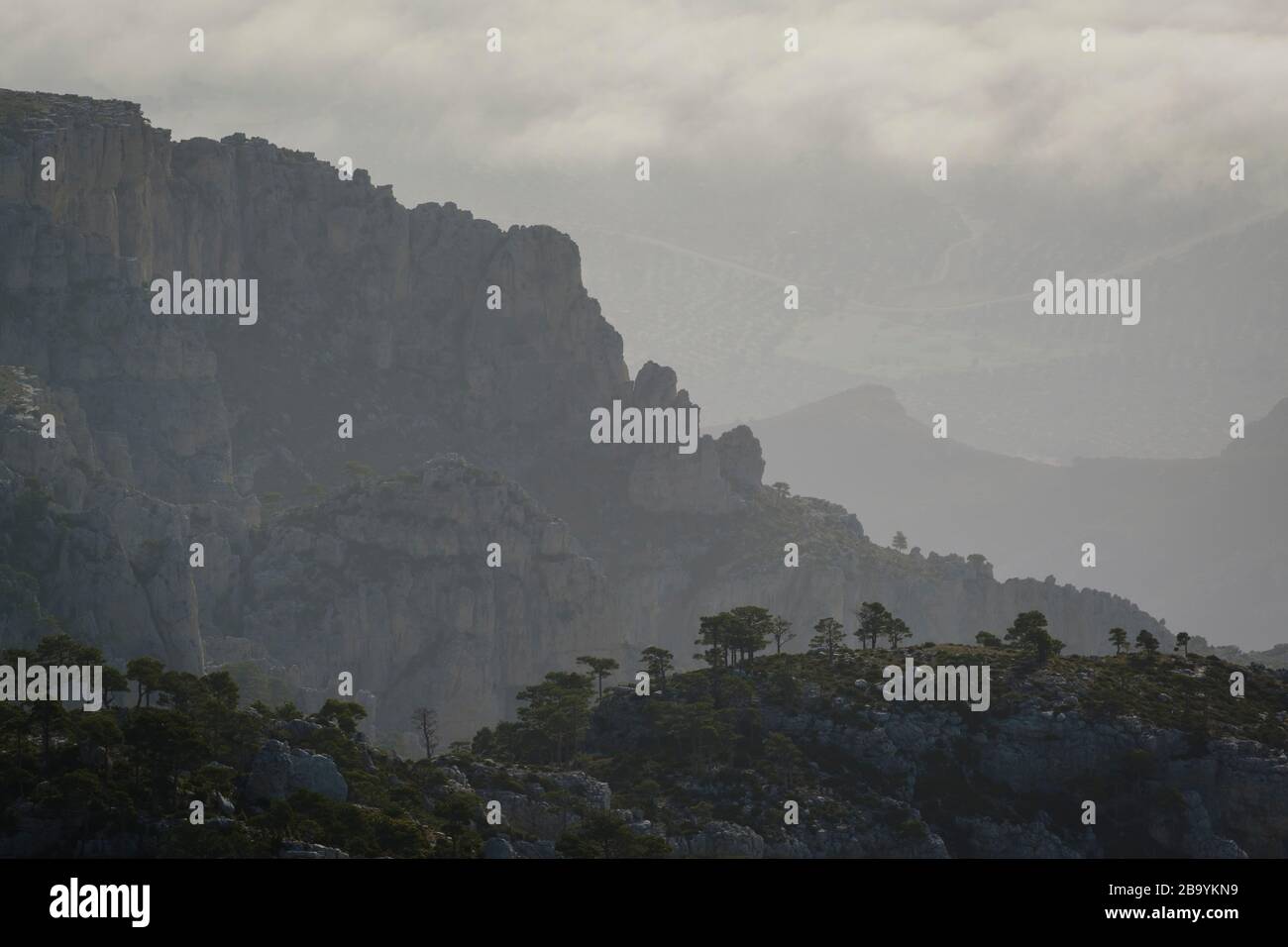 Paesaggio roccioso al Parco Naturale Els Ports. Catalogna. Spagna. Foto Stock