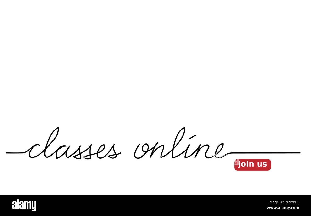 Classi di lettere vettoriali online, banner Web. Pulsante Unisciti a noi. Illustrazione Vettoriale