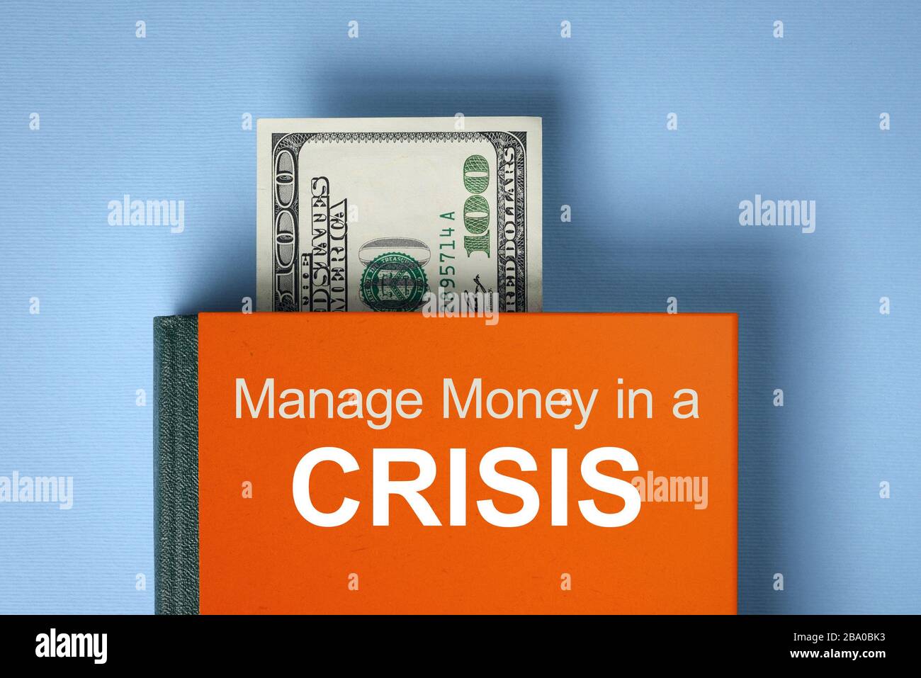 Gestire il denaro in una crisi. Libro sull'alfabetizzazione finanziaria. Concetto di risparmio finanziario Foto Stock