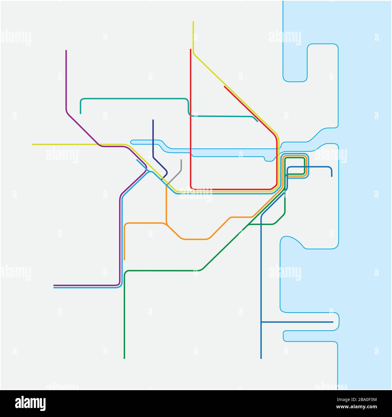 Mappa della rete ferroviaria della città australiana di Sydney Illustrazione Vettoriale