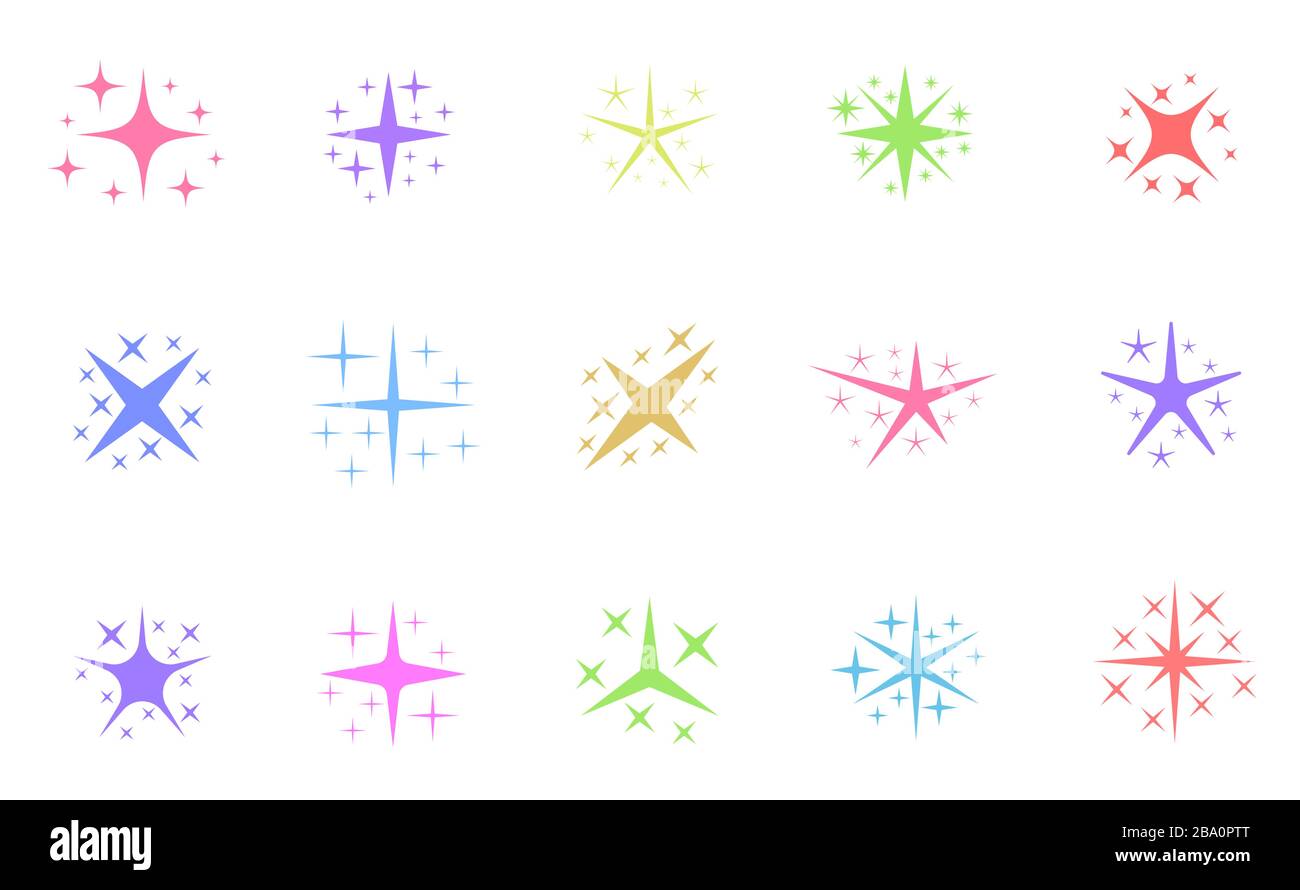 Icone colorate a stelle scintillanti Illustrazione Vettoriale