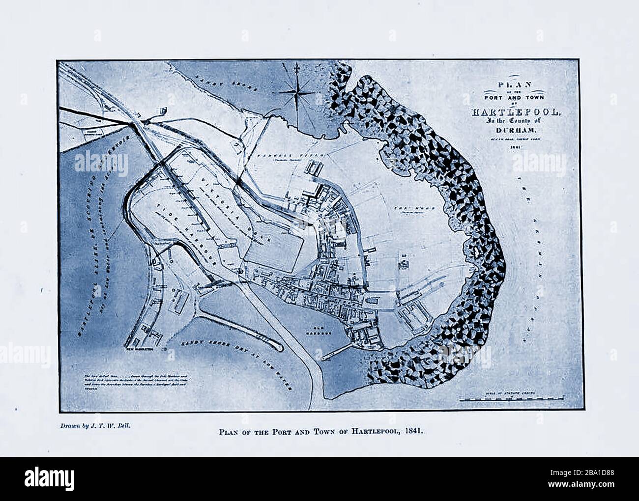 Una vecchia mappa della città di Hartlepool , Durham UK Foto Stock