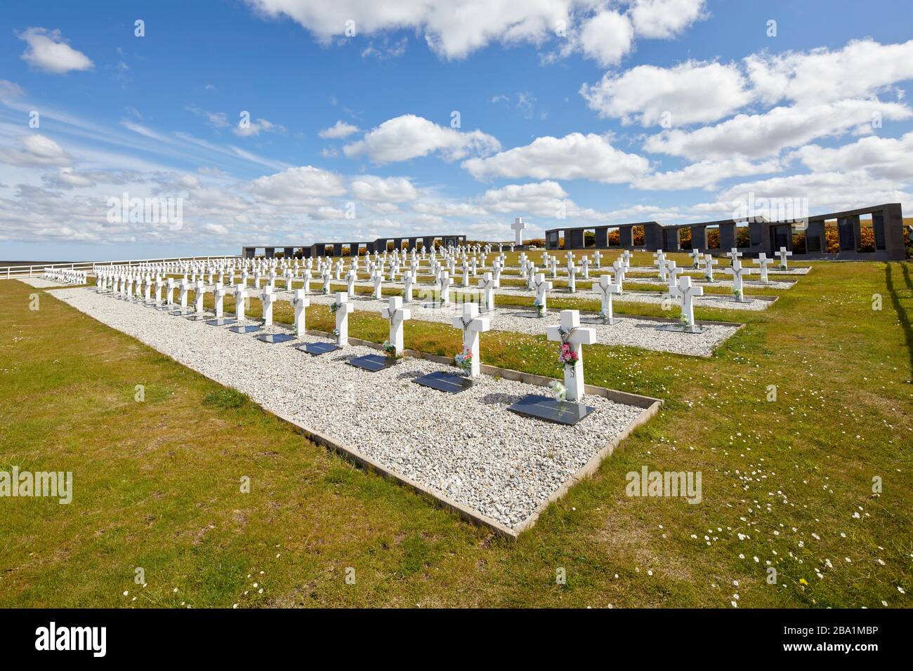 Cimitero argentino, Falkland orientale, Isole Falkland, Falkland Foto Stock