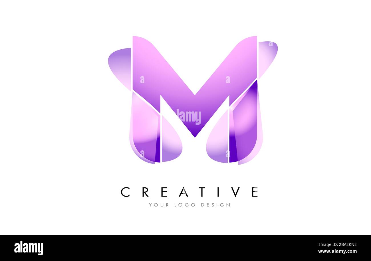 Logo Letter M con texture satinata e design vettoriale dall'aspetto fluido. Illustrazione Vettoriale