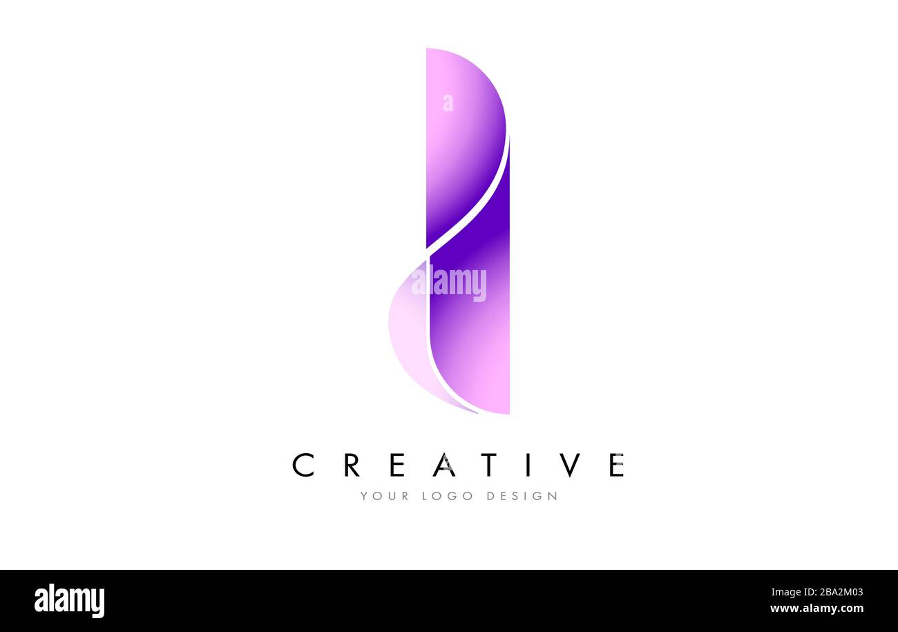 Logo Letter i con texture satinata e design vettoriale dall'aspetto fluido. Illustrazione Vettoriale