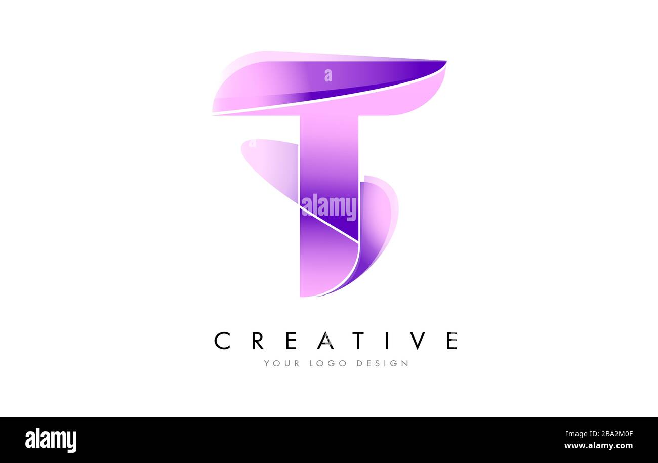Logo Letter T con texture satinata e design vettoriale dall'aspetto fluido. Illustrazione Vettoriale