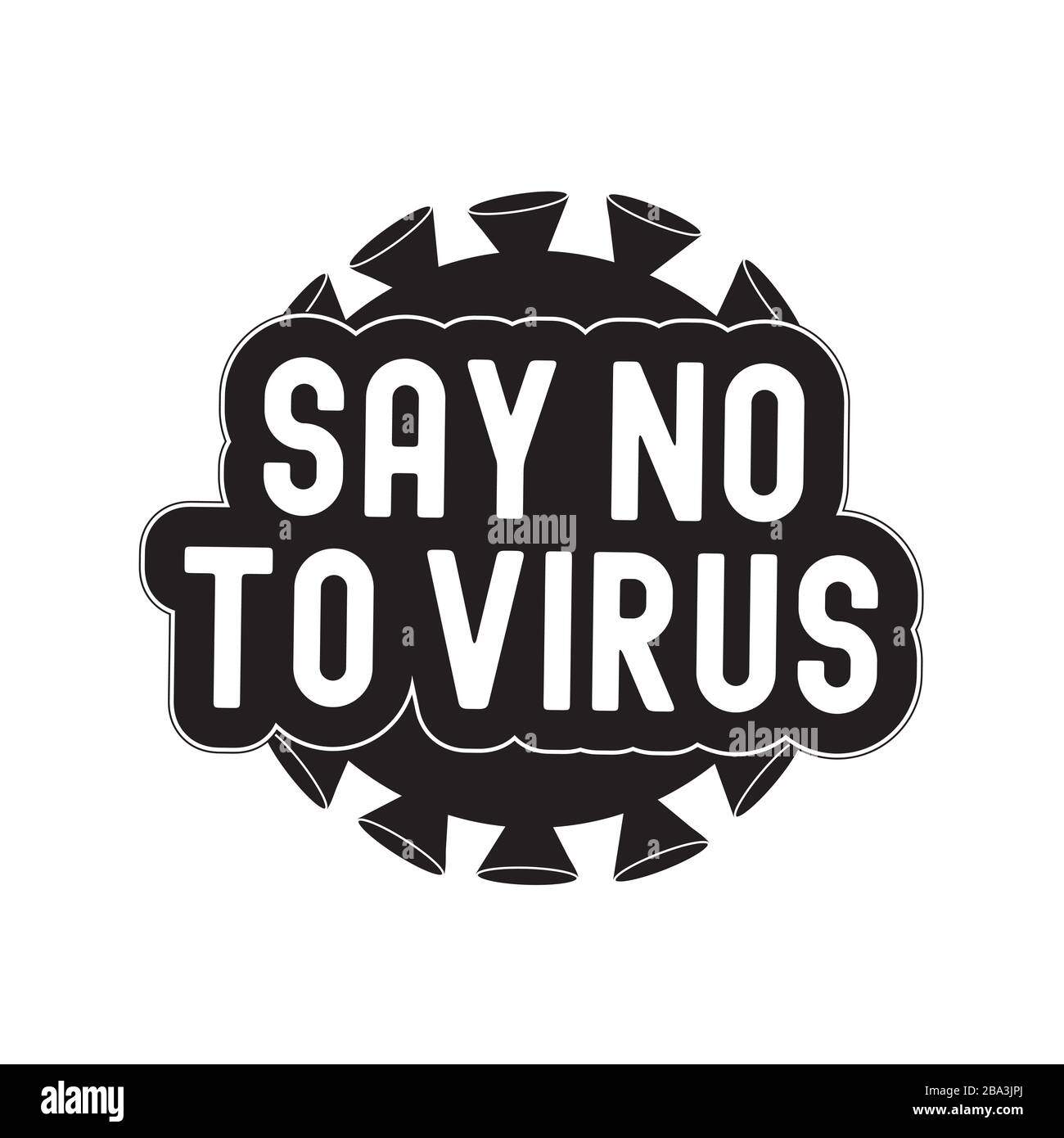 Dire no alla citazione del virus con il simbolo del coronavirus. COVID-19. Icona cella batterica Illustrazione Vettoriale