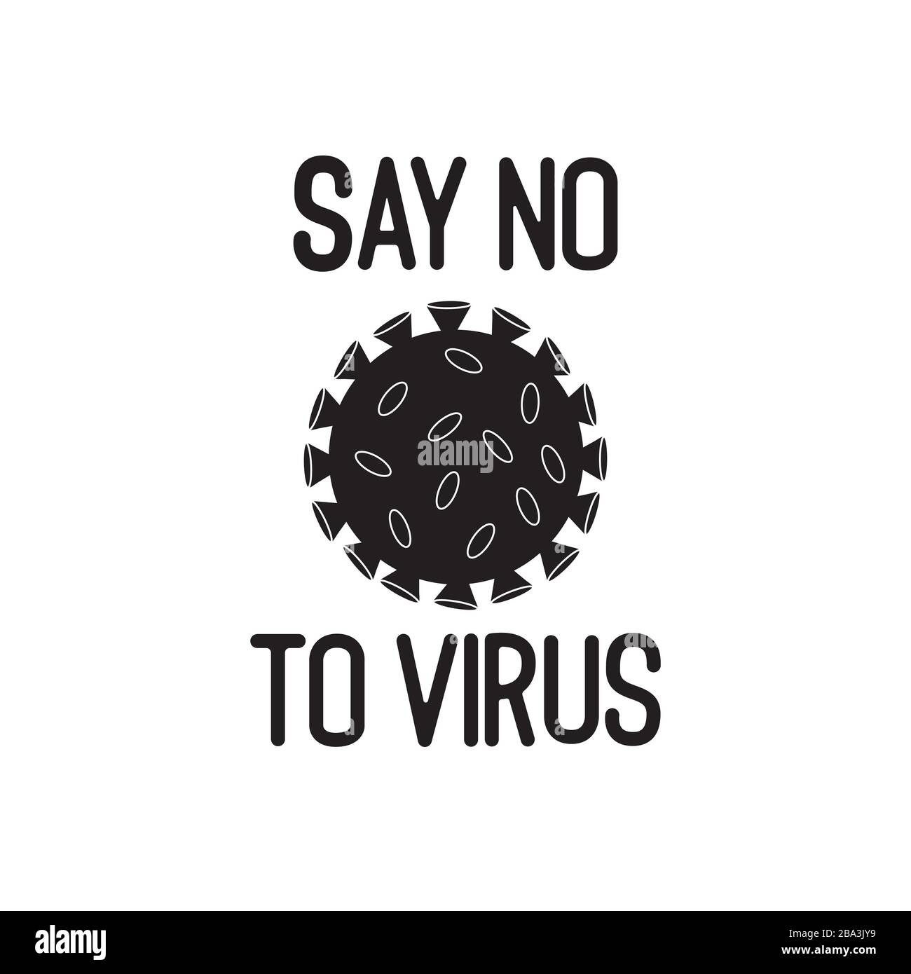 Dire no alla citazione del virus con l'icona del coronavirus. Illustrazione Vettoriale
