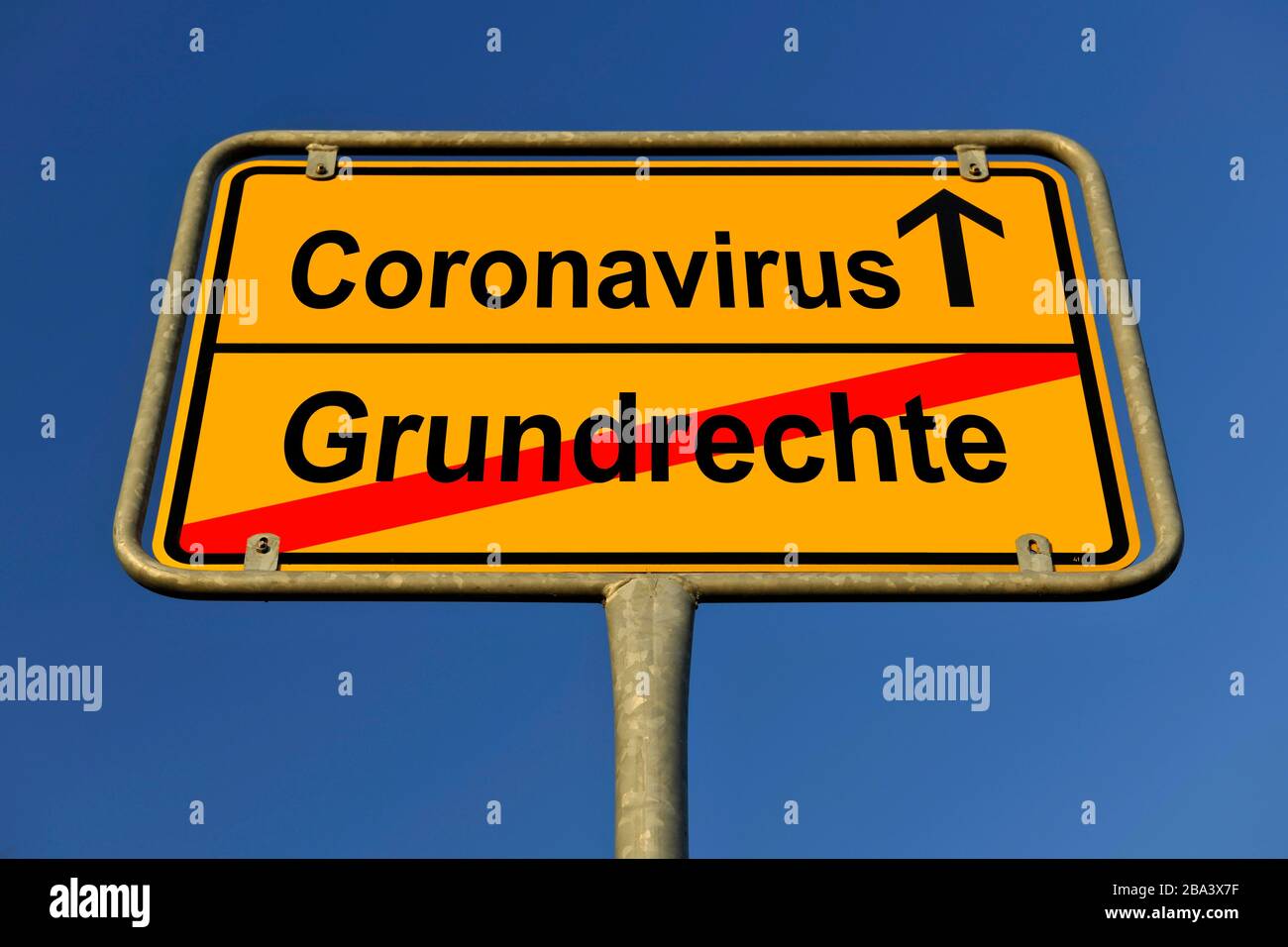 Composizione digitale, immagine simbolo, simbolo del nome della località, diritti fondamentali, Coronavirus, Sars-cov-2, Covid-19, Germania Foto Stock