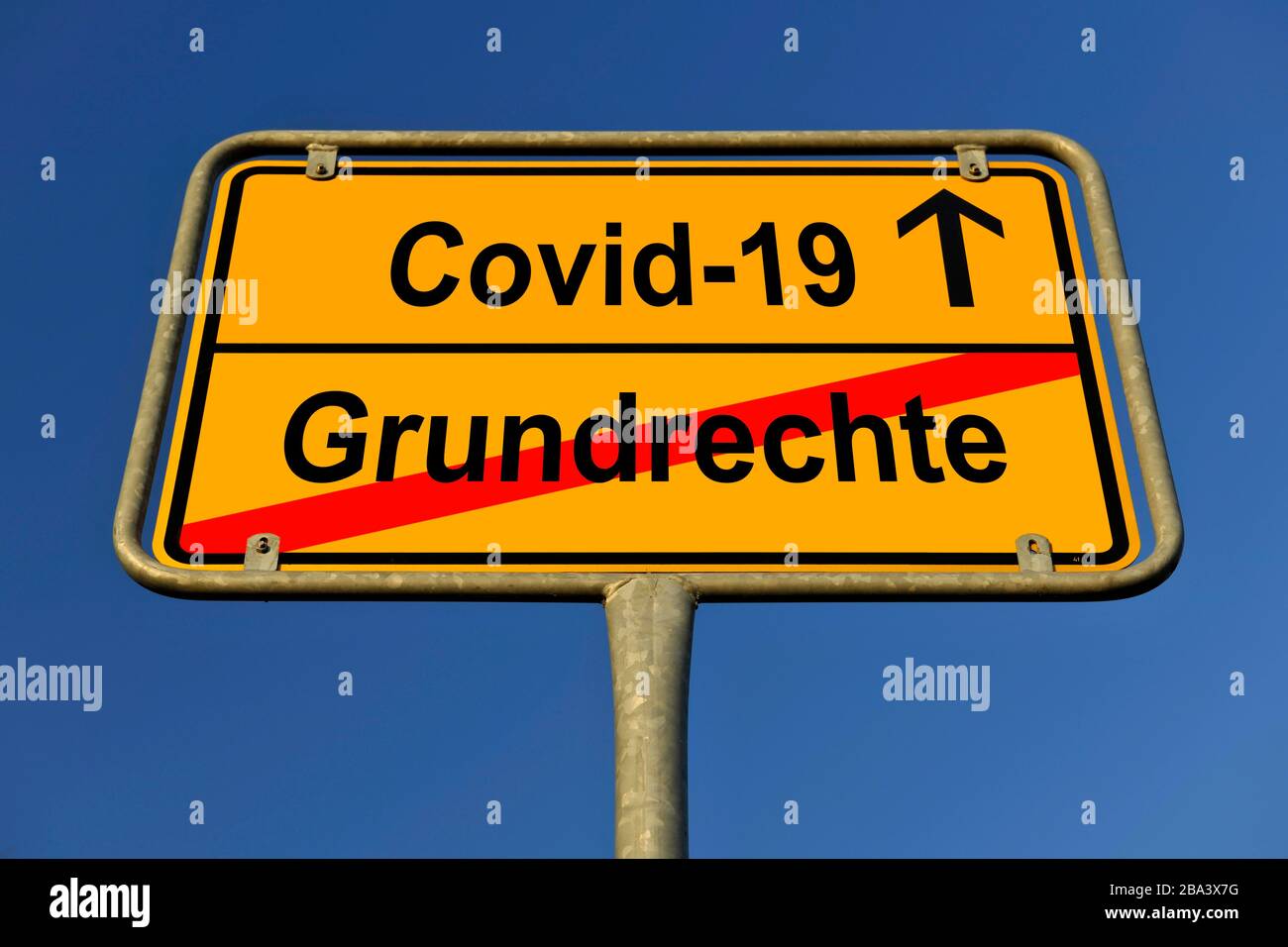 Composizione digitale, immagine simbolo, simbolo del nome della località, diritti fondamentali, Coronavirus, Sars-cov-2, Covid-19, Germania Foto Stock