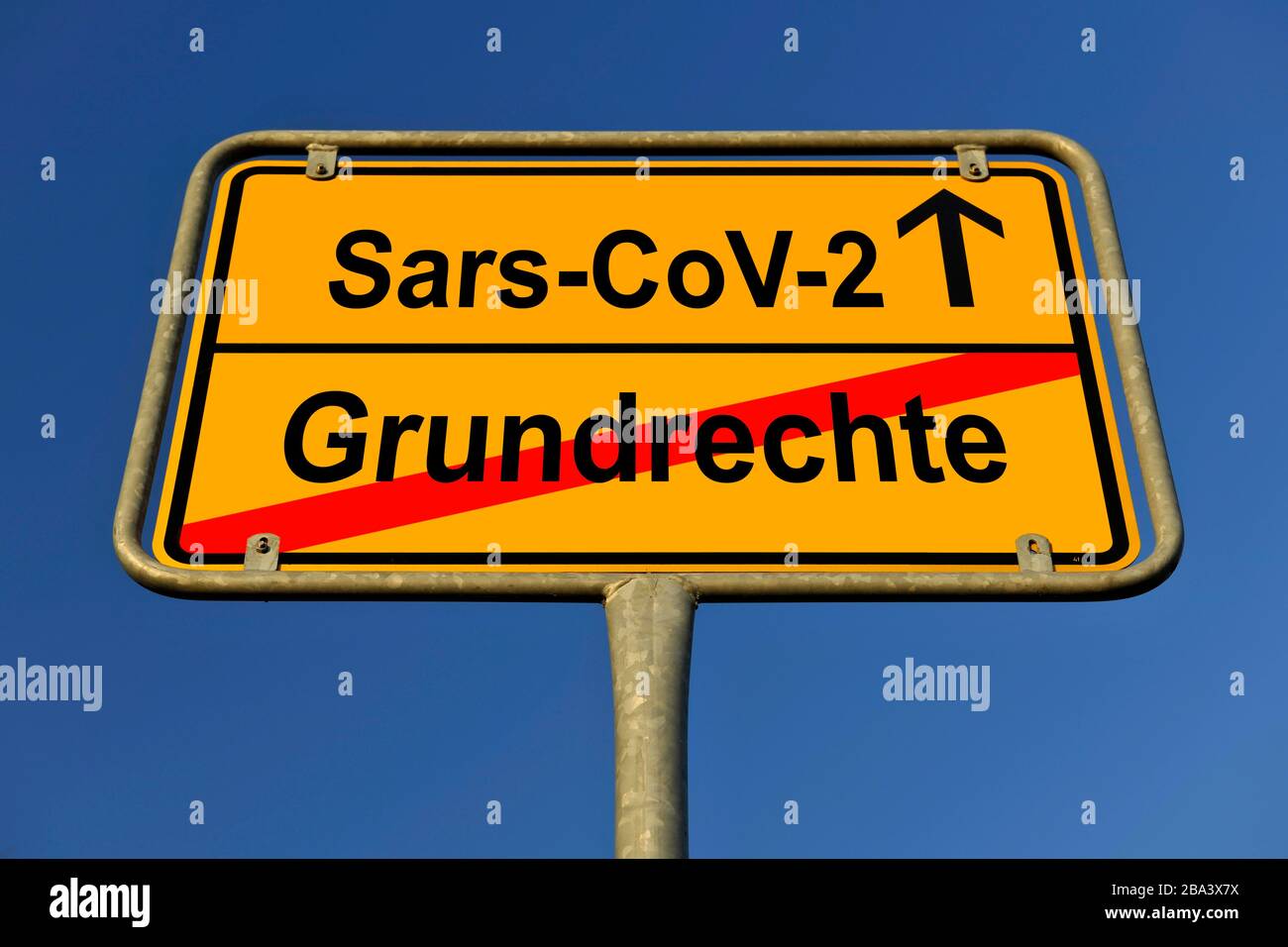 Composizione digitale, immagine simbolo, simbolo del nome della località, diritti fondamentali, Coronavirus, Sars-cov-2, Covid-19, Germania Foto Stock