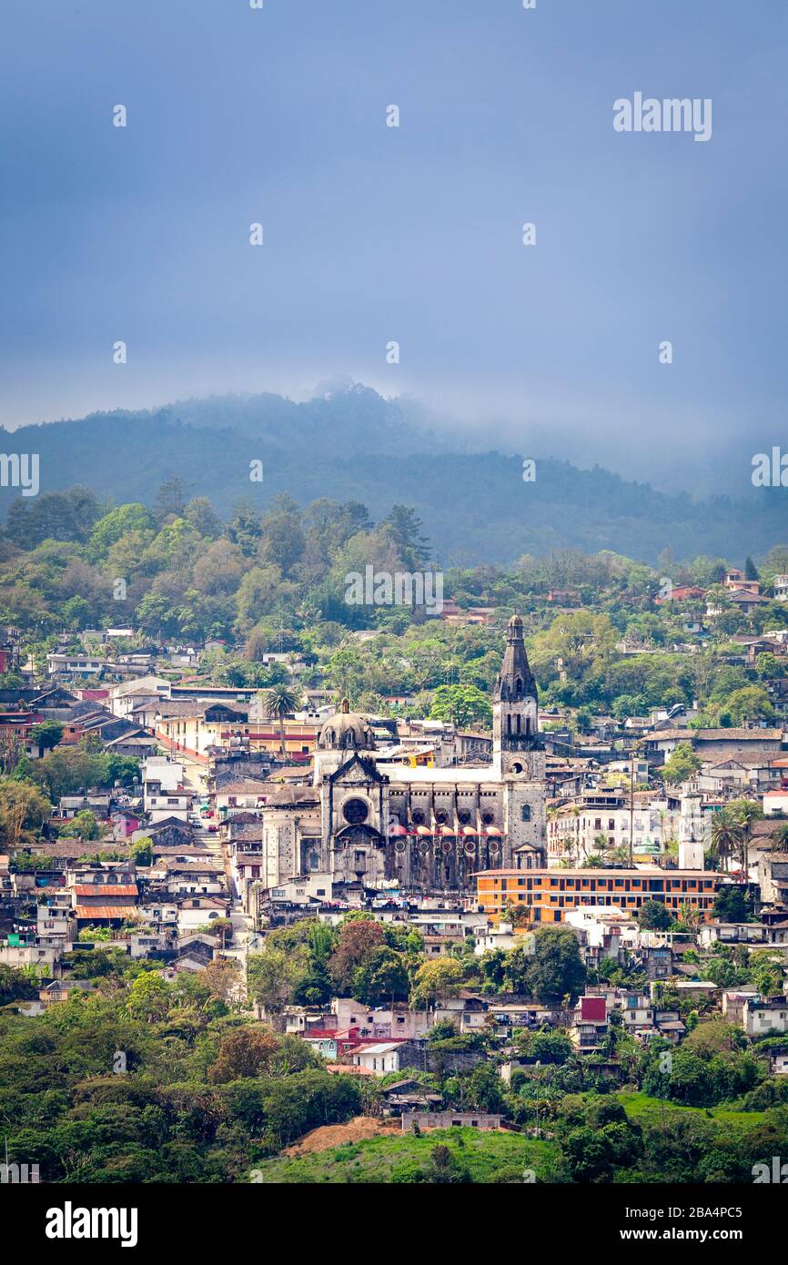 La città di Cuetzalan nel nord di Puebla, Messico. Foto Stock
