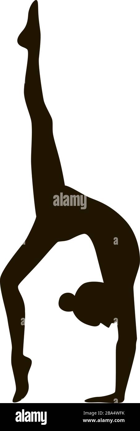 Silhouette con logo Gymnast Vector. Icona Yoga isolata su sfondo bianco Illustrazione Vettoriale