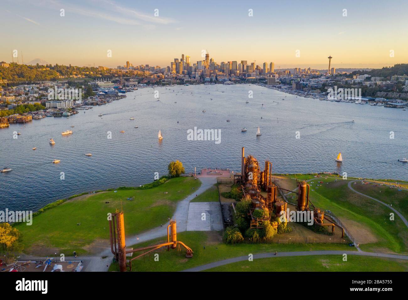 Il gas Works Park di Seattle di giorno Foto Stock