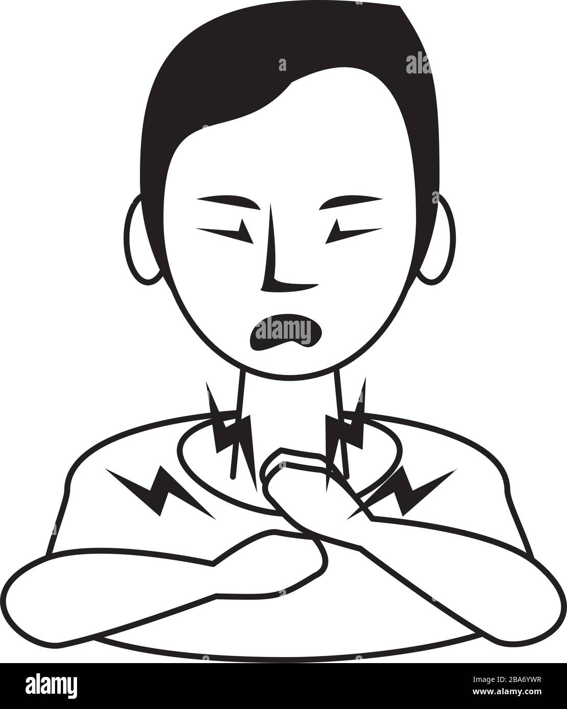 donna malata con mal di gola carattere Illustrazione Vettoriale