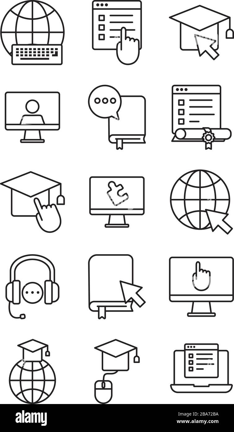 icone set online per la formazione Illustrazione Vettoriale