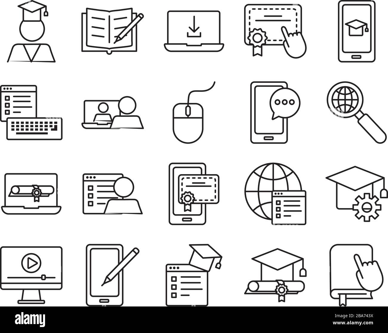 icone set online per la formazione Illustrazione Vettoriale
