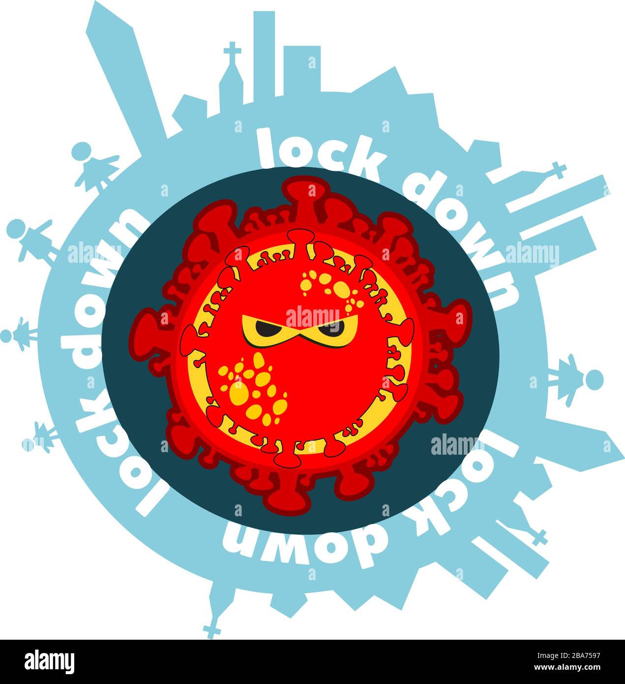 Vector flat design colorato isolato corona virus di cover-19 dal mondo per qualsiasi disegno contro cover-19 in tutto il mondo Illustrazione Vettoriale