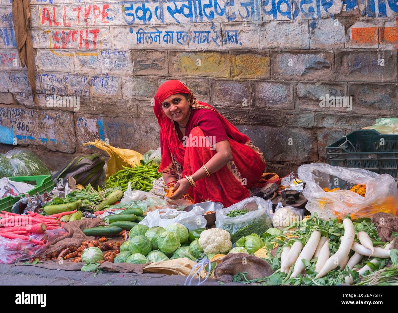 Venditore di verdure Old City Jodhpur Rajasthan India Foto Stock