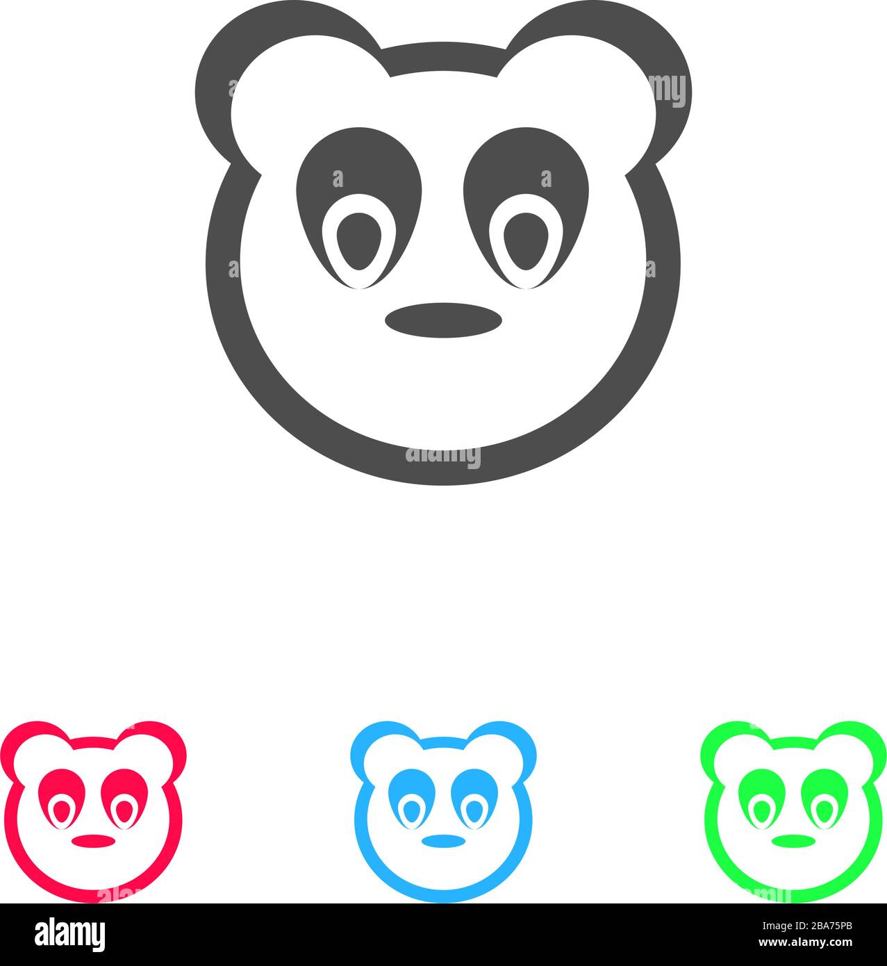 Baby panda faccia icona piatta. Pittogramma a colori su sfondo bianco. Simbolo di illustrazione vettoriale e icone bonus Illustrazione Vettoriale