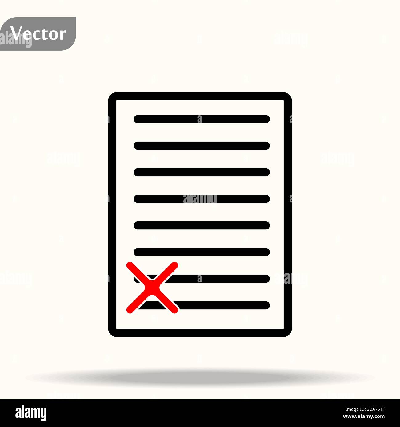 Icona di eliminazione del testo o del file in un semplice disegno di contorno. Illustrazione vettoriale EPS10. Illustrazione Vettoriale