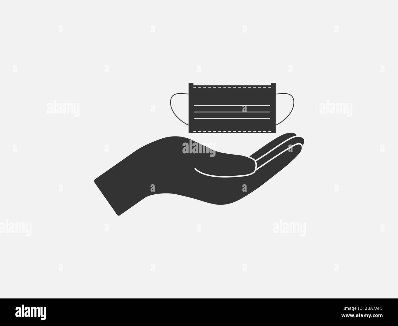 Maschera medica, icona della mano. Illustrazione vettoriale, design piatto. Illustrazione Vettoriale