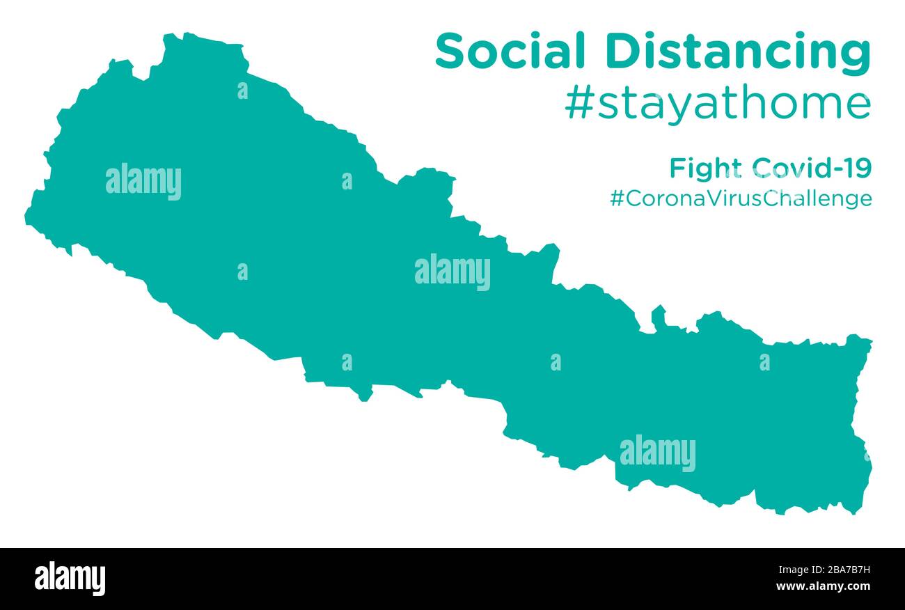 Mappa del Nepal con sociale stayathome tag Illustrazione Vettoriale