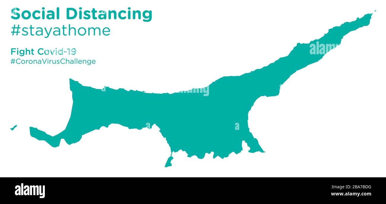 Mappa di Cipro del Nord con tag di distanza sociale stayathome Illustrazione Vettoriale