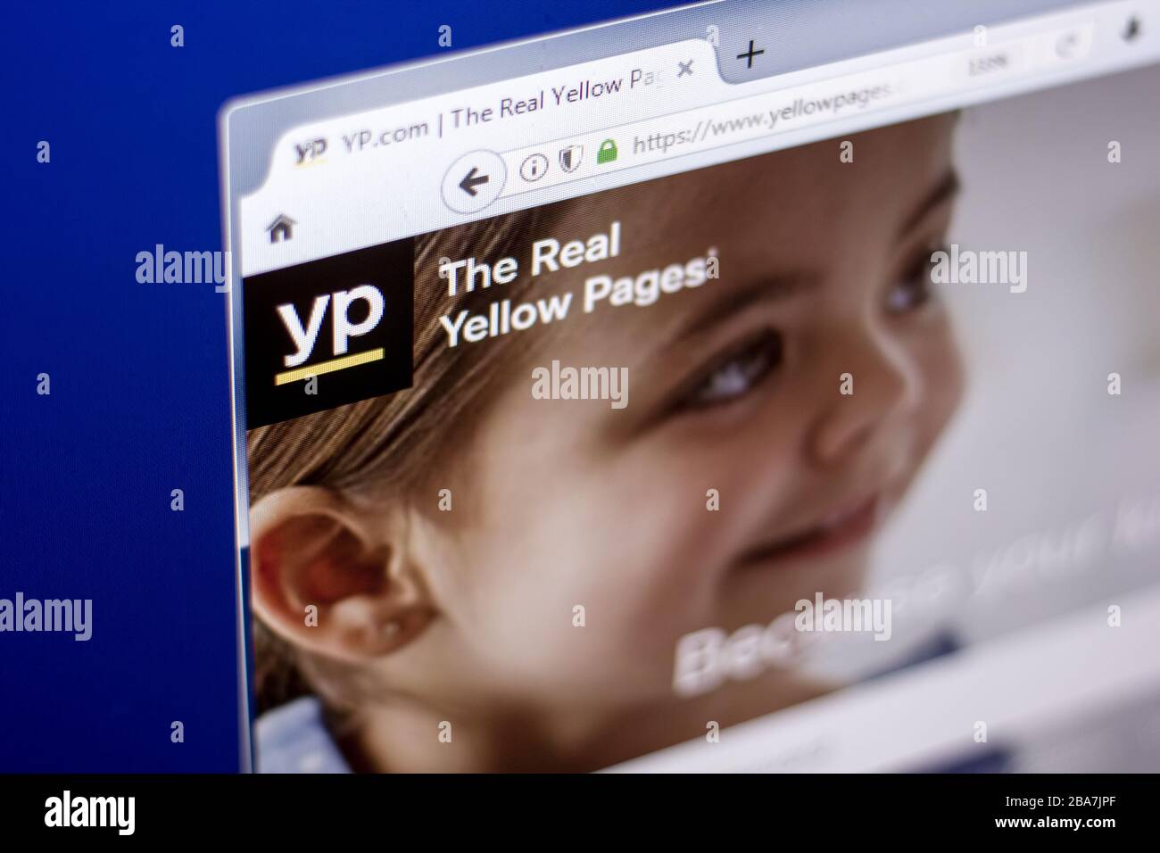 Ryazan, Russia - 01 marzo 2018 - Homepage del sito web di Yellow Pages su un display di PC, indirizzo web - yp.com. Foto Stock