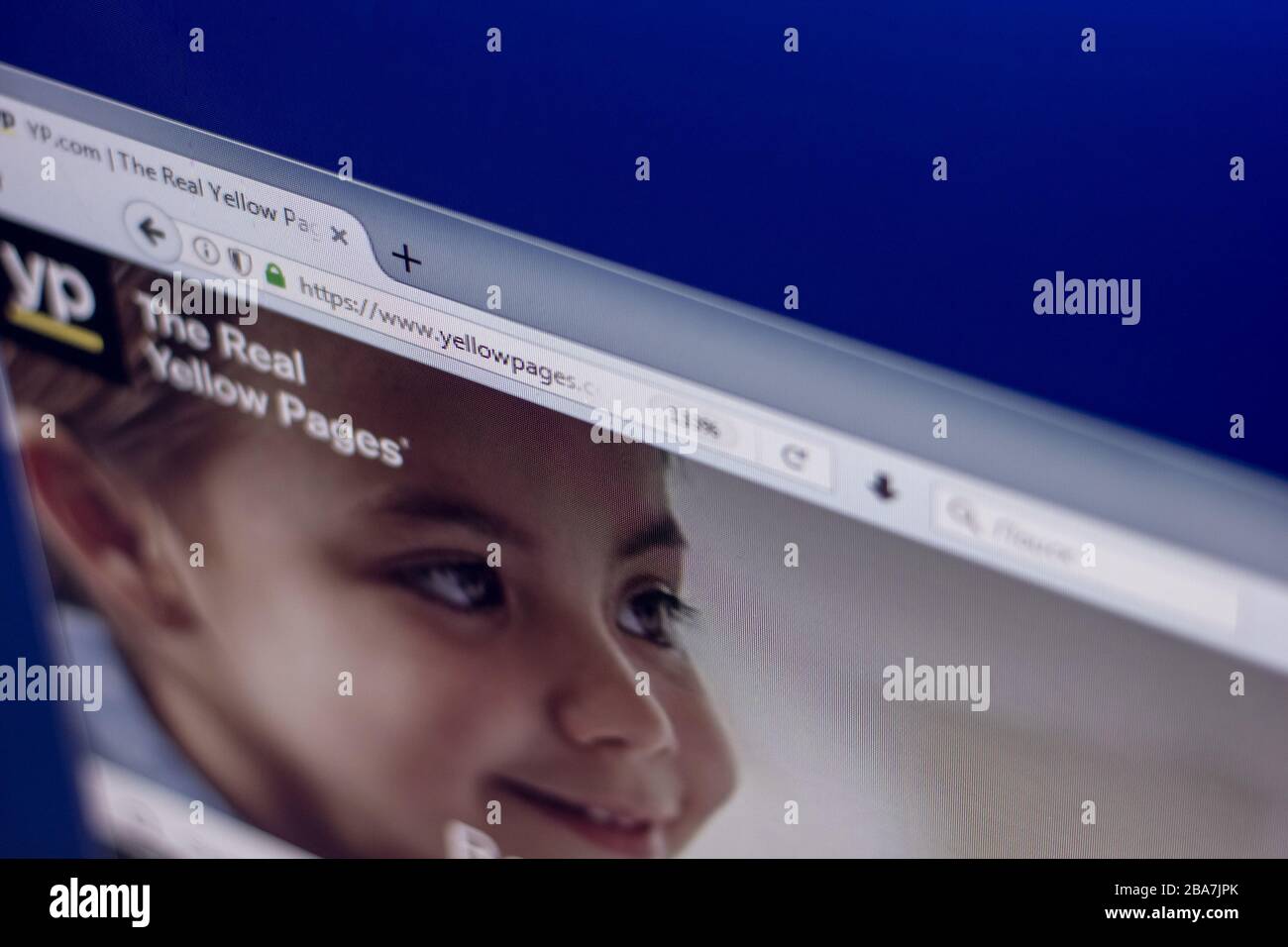 Ryazan, Russia - 01 marzo 2018 - Homepage del sito web di Yellow Pages su un display di PC, indirizzo web - yp.com. Foto Stock