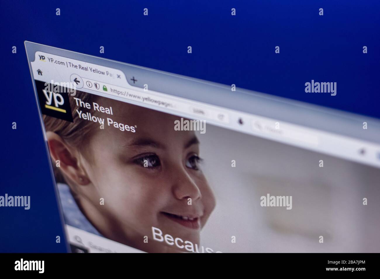 Ryazan, Russia - 01 marzo 2018 - Homepage del sito web di Yellow Pages su un display di PC, indirizzo web - yp.com. Foto Stock