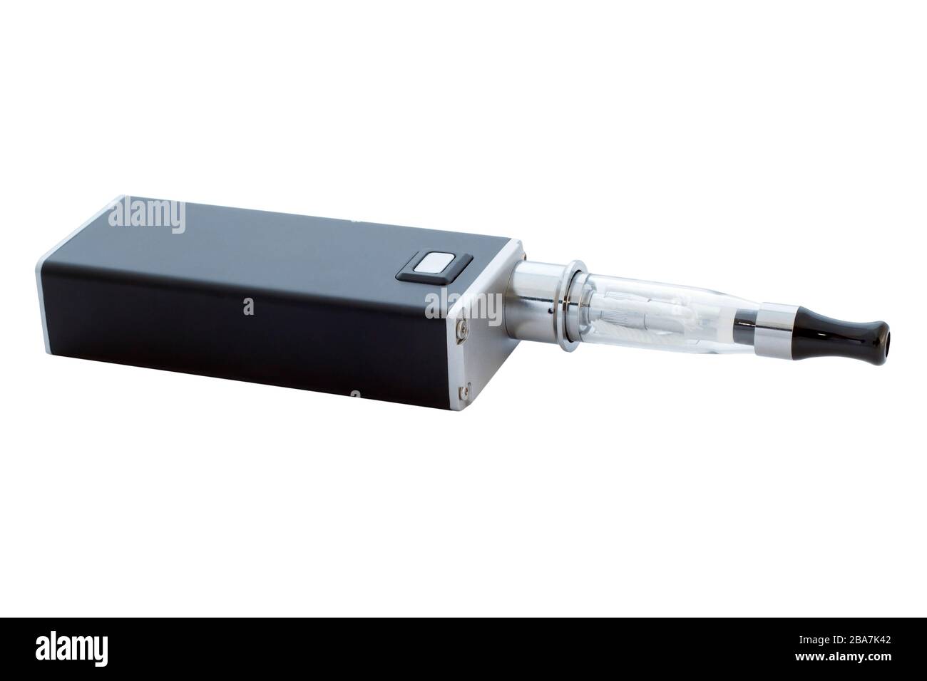 Vaporizzatore con batteria di grande capacità su sfondo bianco isolato con percorso di ritaglio Foto Stock