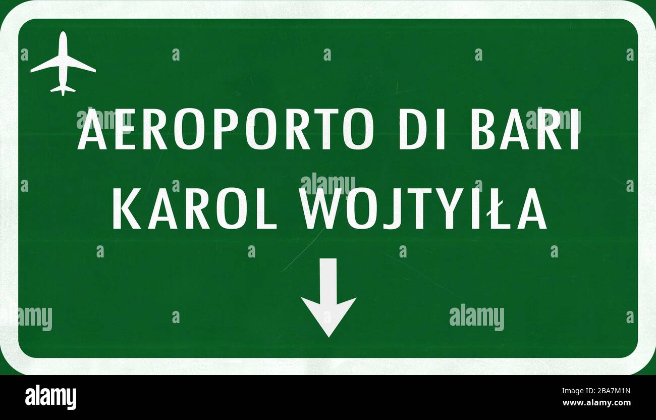 Bari Karol Wojtyila Airport Highway Firma 2D illustrazione Foto Stock