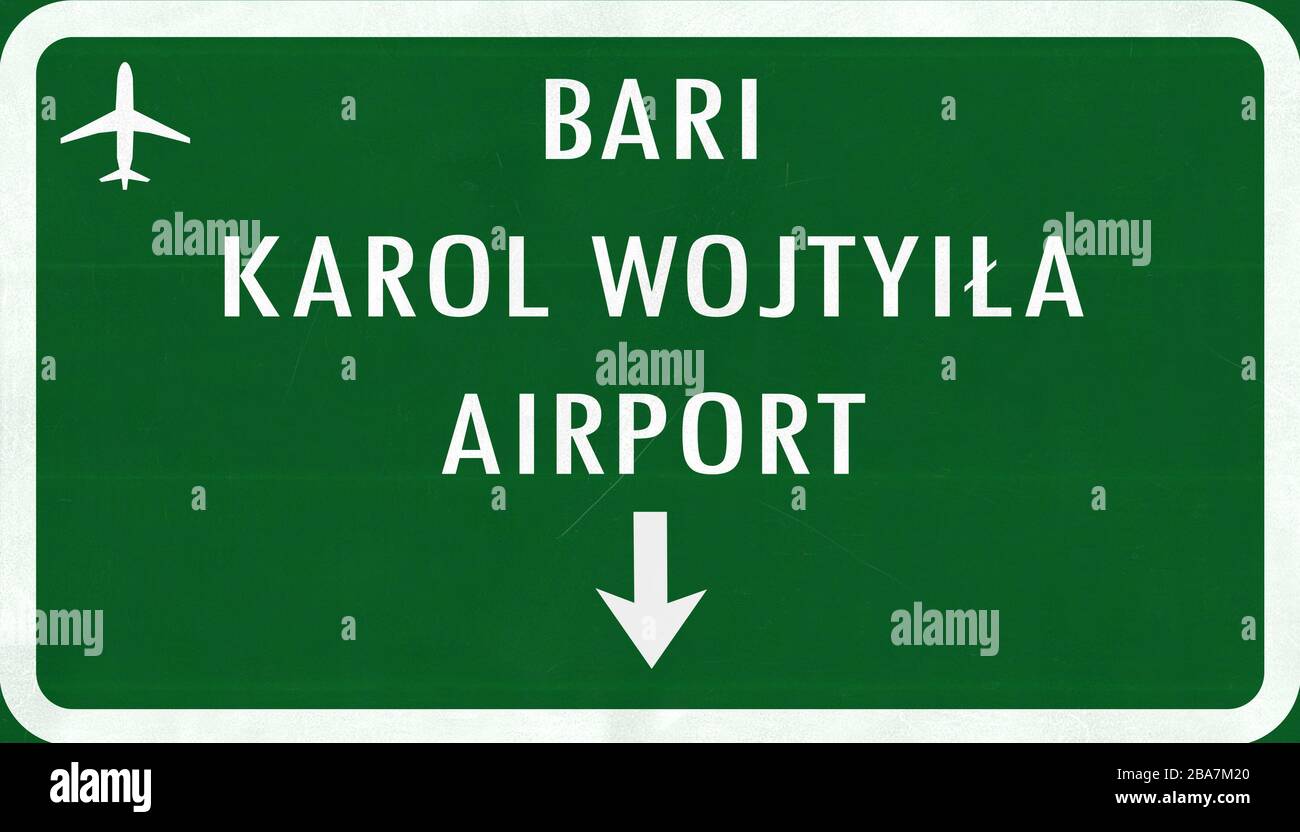 Bari Karol Wojtyila Airport Highway Firma 2D illustrazione Foto Stock