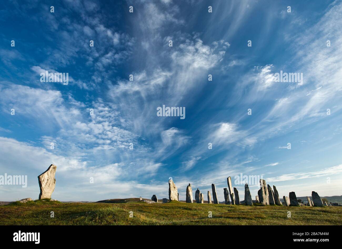Callanish Stone Circle, isola di Lewis, Scozia Foto Stock