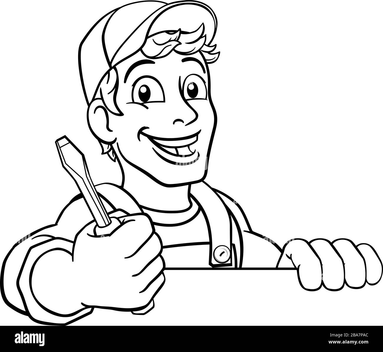 Elettricista tuttofare Cartoon idraulico meccanico Illustrazione Vettoriale