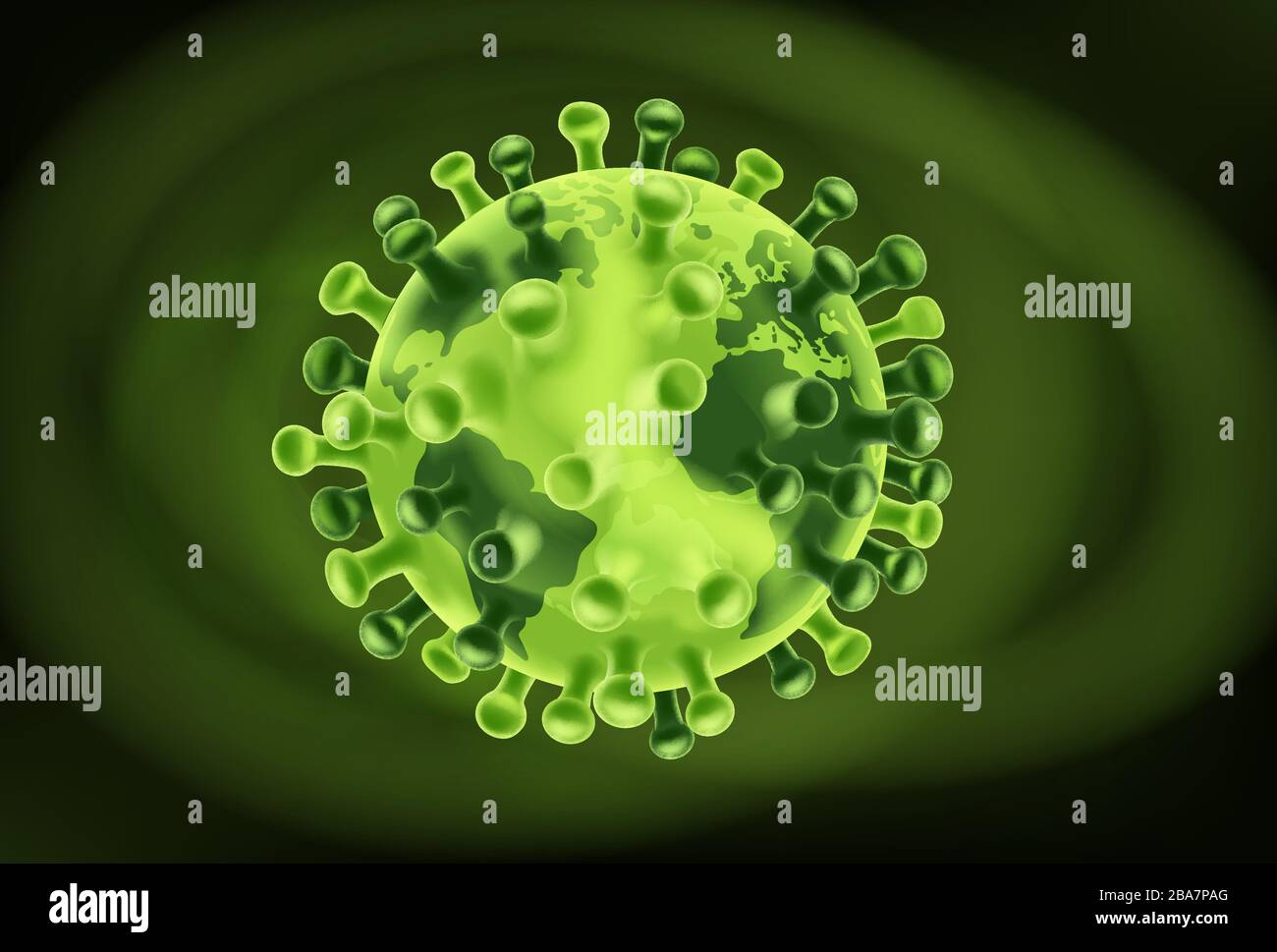 Coronavirus Virus Cell Global Pandemic World Illustrazione Vettoriale