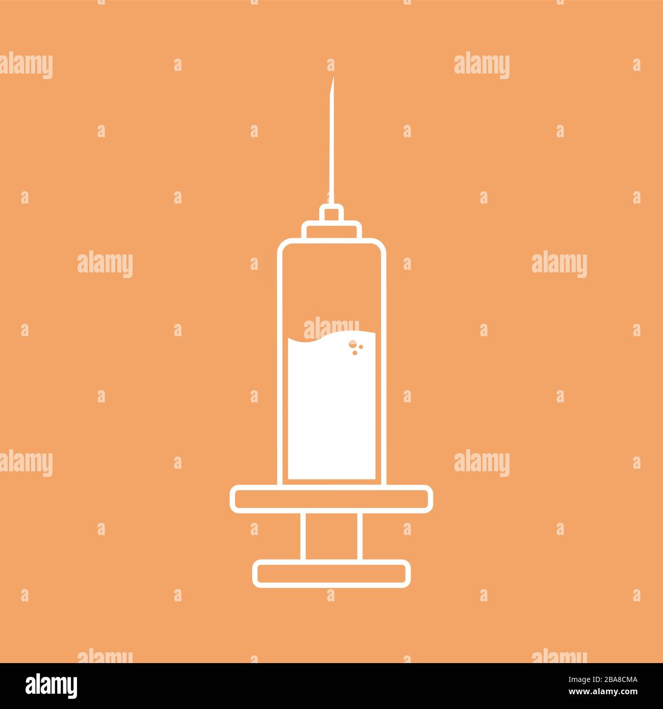 Icona della siringa con stile piatto. Vaccino, medico, concetto di malattia epidemica, illustrazione di vettore isolato Illustrazione Vettoriale